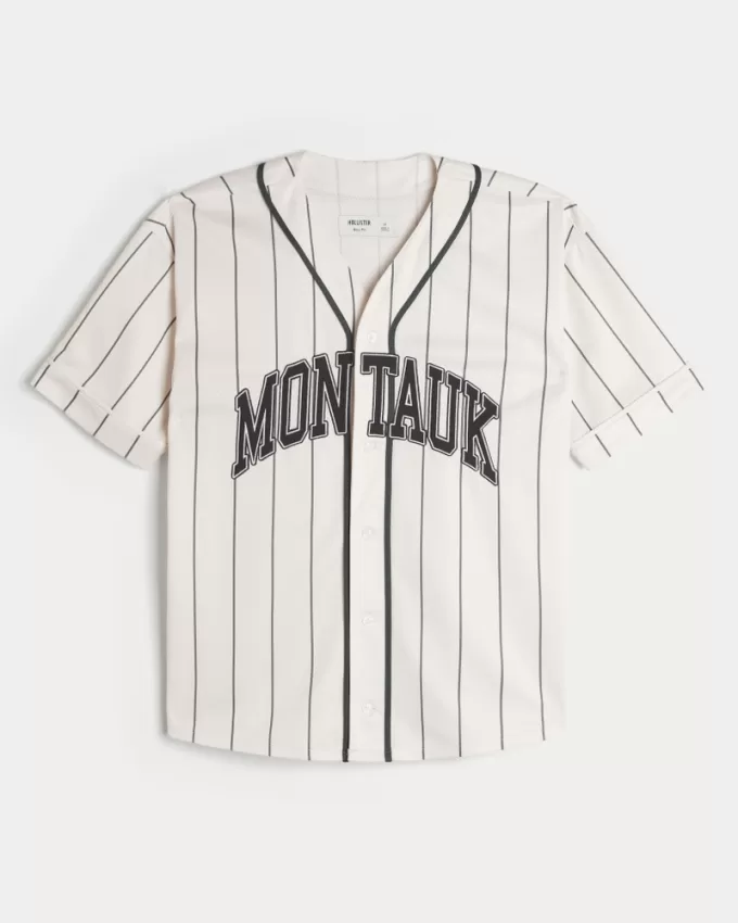Boxy Montauk Graphic Baseball Jersey,Boxy Montauk Graphic Baseball Jersey