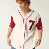 Boxy Number Graphic Baseball Jersey,Boxy Number Graphic Baseball Jersey