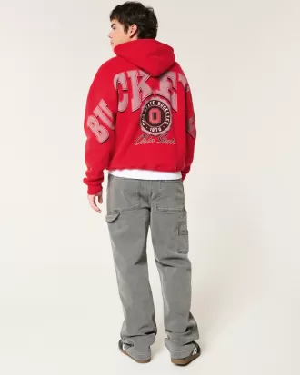 Boxy Ohio State Buckeyes Graphic Hoodie,Boxy Ohio State Buckeyes Graphic Hoodie