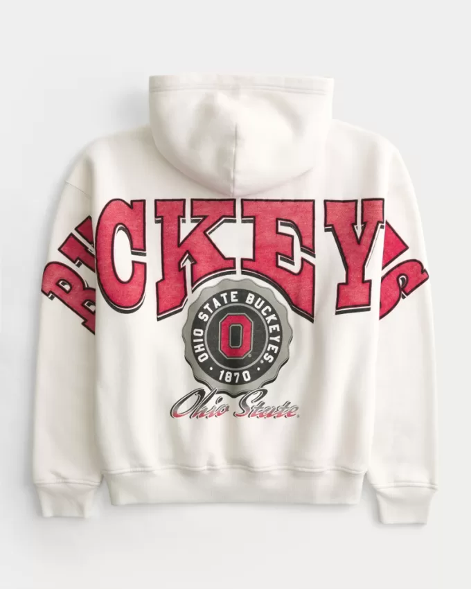 Boxy Ohio State Buckeyes Graphic Hoodie,Boxy Ohio State Buckeyes Graphic Hoodie