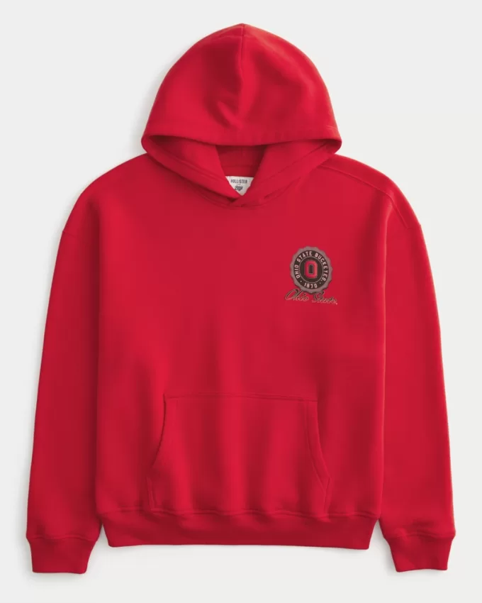 Boxy Ohio State Buckeyes Graphic Hoodie,Boxy Ohio State Buckeyes Graphic Hoodie