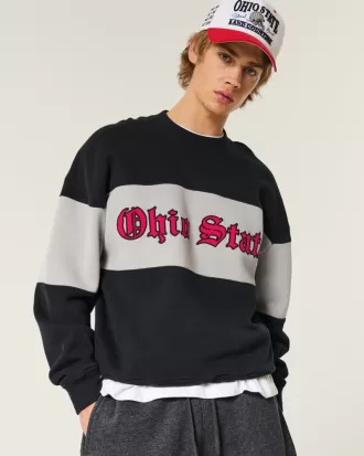 Boxy Ohio State Graphic Crew Sweatshirt,Boxy Ohio State Graphic Crew Sweatshirt