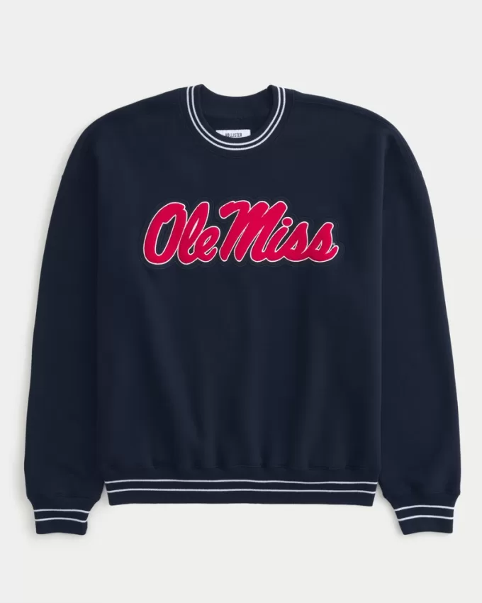 Boxy Ole Miss Graphic Crew Sweatshirt,Boxy Ole Miss Graphic Crew Sweatshirt