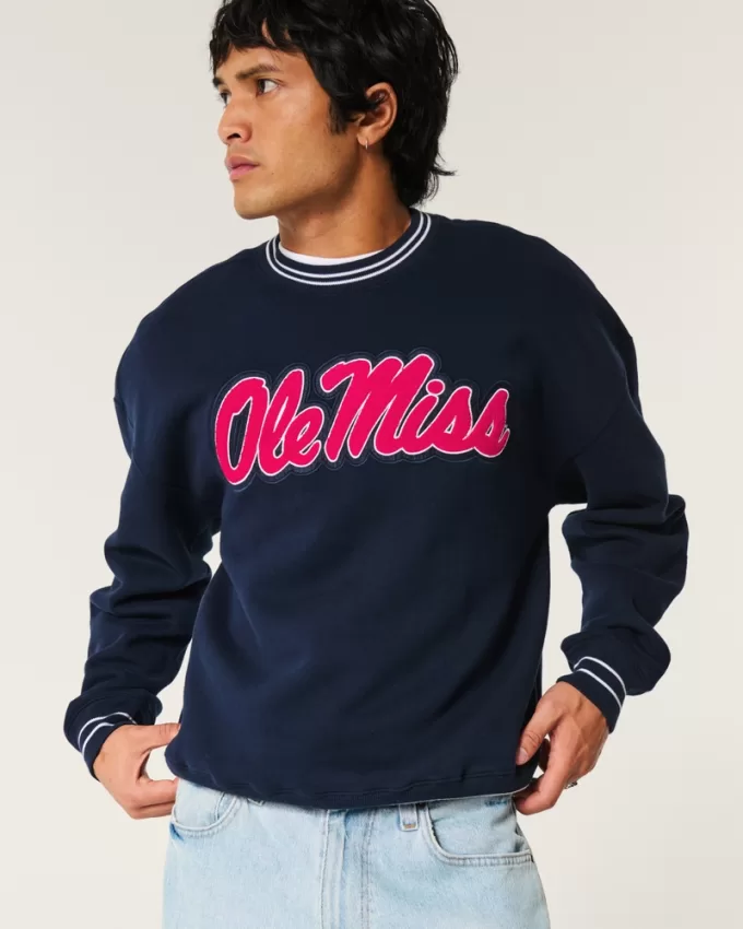 Boxy Ole Miss Graphic Crew Sweatshirt,Boxy Ole Miss Graphic Crew Sweatshirt