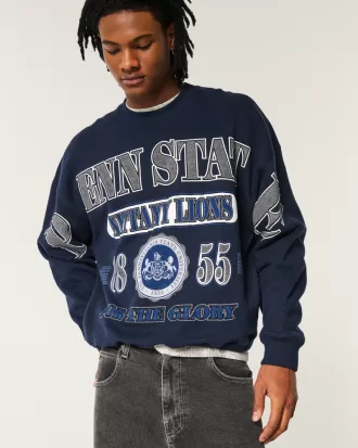 Boxy Penn State Nittany Lions Graphic Crew Sweatshirt,Boxy Penn State Nittany Lions Graphic Crew Sweatshirt