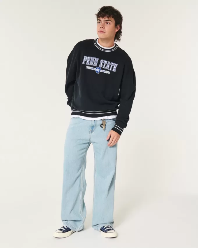 Boxy Penn State University Graphic Crew Sweatshirt,Boxy Penn State University Graphic Crew Sweatshirt
