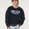 Boxy Penn State University Graphic Crew Sweatshirt,Boxy Penn State University Graphic Crew Sweatshirt