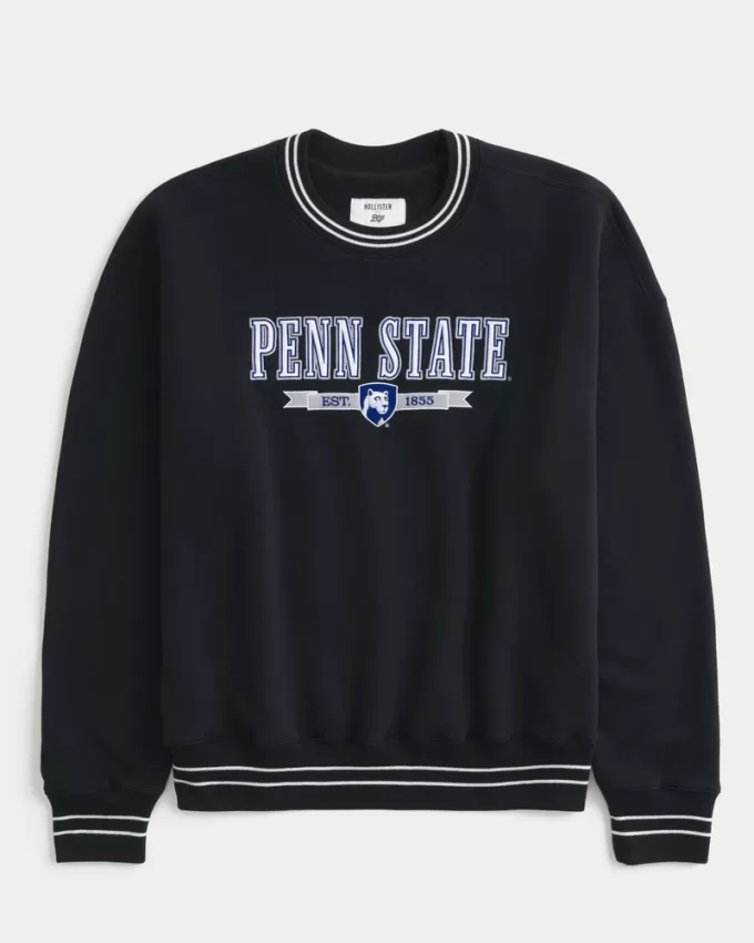 Boxy Penn State University Graphic Crew Sweatshirt,Boxy Penn State University Graphic Crew Sweatshirt