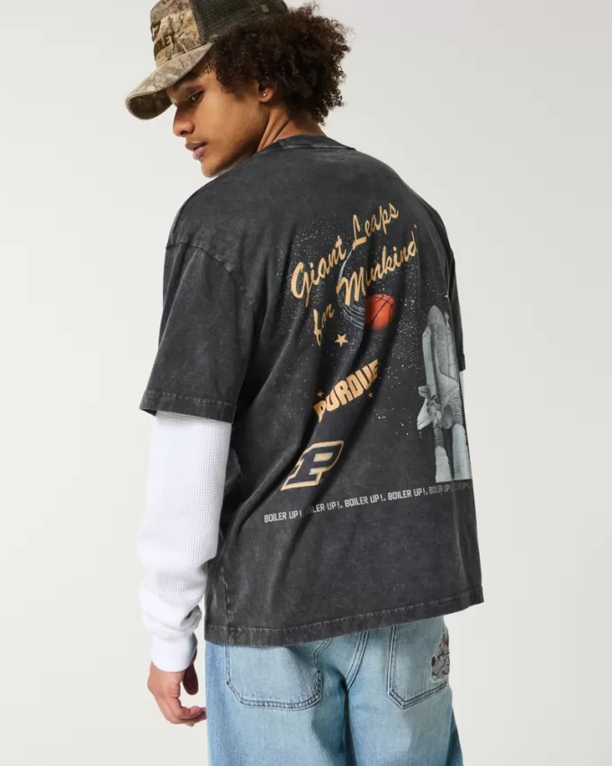 Boxy Purdue University Graphic Tee,Boxy Purdue University Graphic Tee