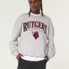 Boxy Rutgers University Graphic Crew Sweatshirt,Boxy Rutgers University Graphic Crew Sweatshirt