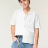 Boxy Short-Sleeve Linen-Blend Shirt,Boxy Short-Sleeve Linen-Blend Shirt
