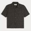 Boxy Short-Sleeve Plaid Shirt,Boxy Short-Sleeve Plaid Shirt
