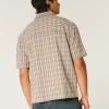 Boxy Short-Sleeve Plaid Shirt,Boxy Short-Sleeve Plaid Shirt