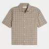 Boxy Short-Sleeve Plaid Shirt,Boxy Short-Sleeve Plaid Shirt