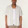 Boxy Short-Sleeve Textured Shirt,Boxy Short-Sleeve Textured Shirt