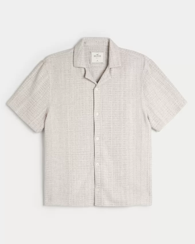 Boxy Short-Sleeve Textured Shirt,Boxy Short-Sleeve Textured Shirt
