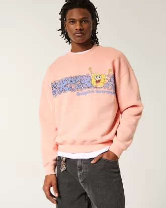 Boxy SpongeBob SquarePants Graphic Crew Sweatshirt,Boxy SpongeBob SquarePants Graphic Crew Sweatshirt