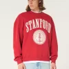 Boxy Stanford University Graphic Crew Sweatshirt,Boxy Stanford University Graphic Crew Sweatshirt