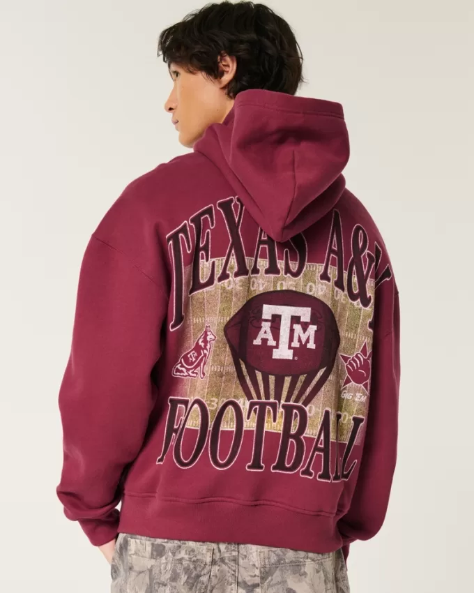 Boxy Texas A&M Graphic Hoodie,Boxy Texas A&M Graphic Hoodie