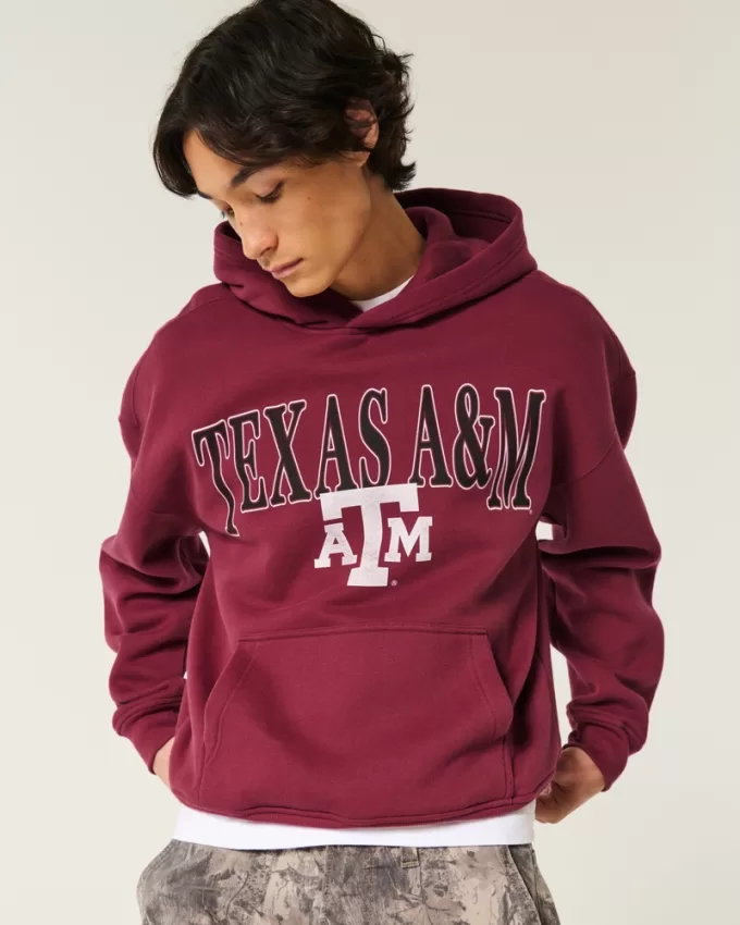 Boxy Texas A&M Graphic Hoodie,Boxy Texas A&M Graphic Hoodie