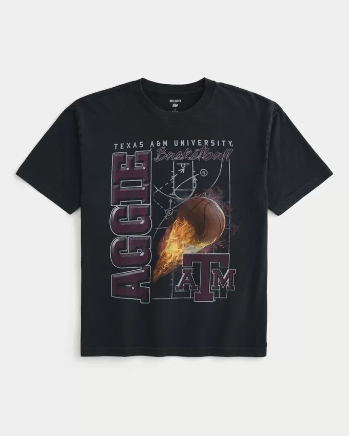 Boxy Texas A&M University Graphic Tee,Boxy Texas A&M University Graphic Tee