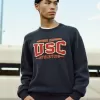 Boxy USC Athletics Graphic Crew Sweatshirt,Boxy USC Athletics Graphic Crew Sweatshirt