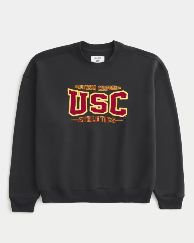Boxy USC Athletics Graphic Crew Sweatshirt,Boxy USC Athletics Graphic Crew Sweatshirt