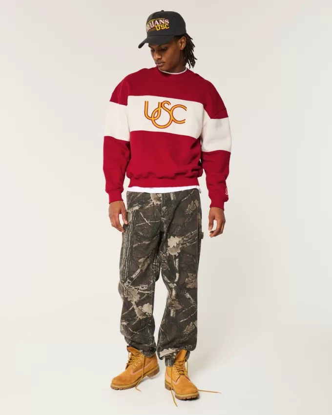 Boxy USC Graphic Crew Sweatshirt,Boxy USC Graphic Crew Sweatshirt