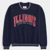 Boxy University of Illinois Fighting Illini Graphic Crew Sweatshirt,Boxy University of Illinois Fighting Illini Graphic Crew Sweatshirt