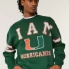 Boxy University of Miami Hurricanes Graphic Crew Sweatshirt,Boxy University of Miami Hurricanes Graphic Crew Sweatshirt