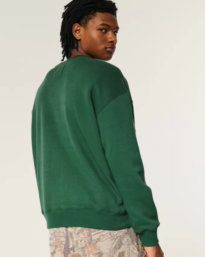 Boxy University of Miami Hurricanes Graphic Crew Sweatshirt,Boxy University of Miami Hurricanes Graphic Crew Sweatshirt