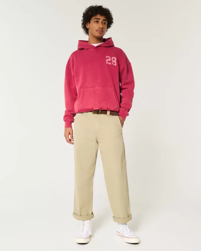 Boxy Washed Number Graphic Hoodie,Boxy Washed Number Graphic Hoodie