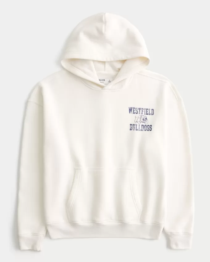 Boxy Westfield Bulldogs Graphic Hoodie,Boxy Westfield Bulldogs Graphic Hoodie