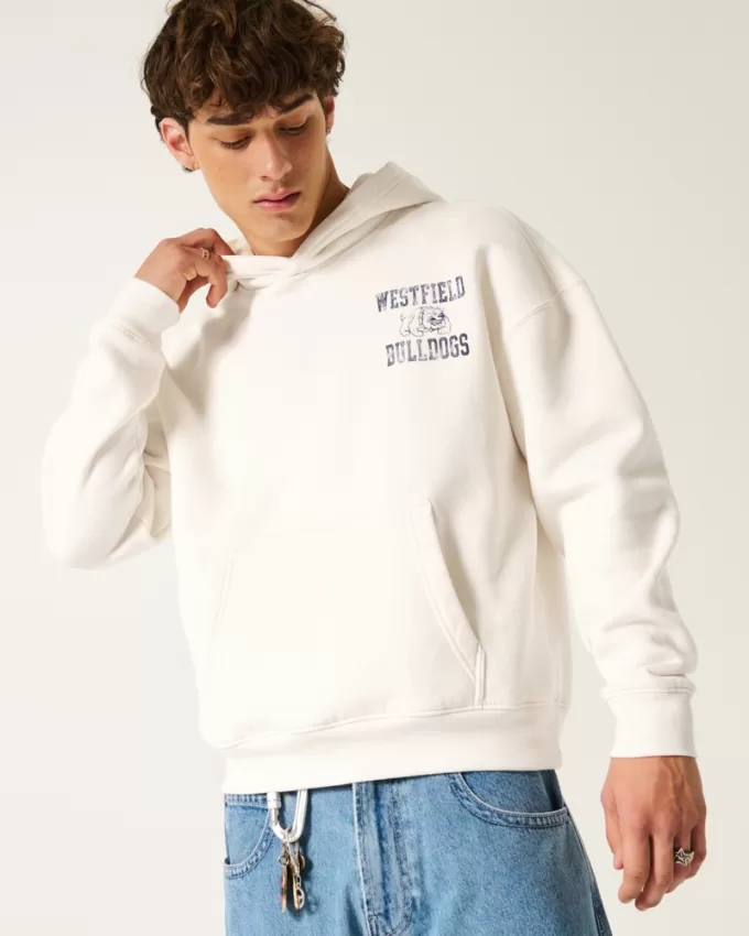 Boxy Westfield Bulldogs Graphic Hoodie,Boxy Westfield Bulldogs Graphic Hoodie