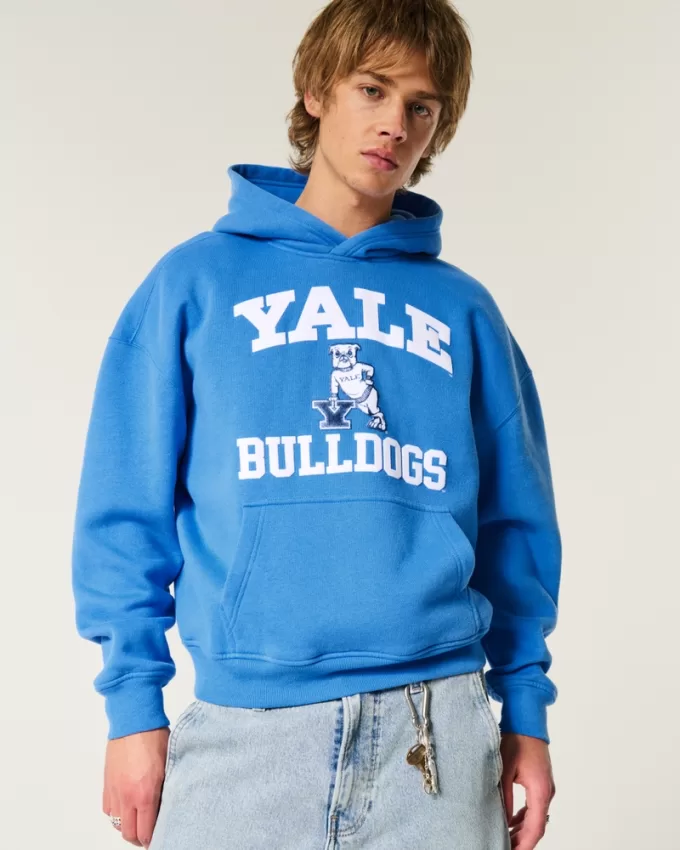 Boxy Yale Bulldogs Graphic Hoodie,Boxy Yale Bulldogs Graphic Hoodie