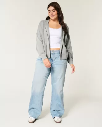 Boxy Zip-Up Sweater Hoodie,Boxy Zip-Up Sweater Hoodie