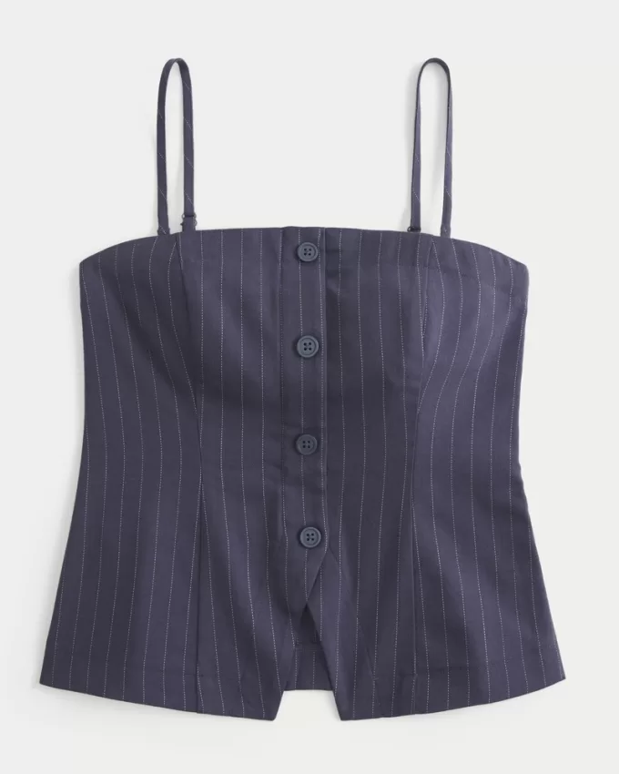 Button-Through Tube Top,Button-Through Tube Top