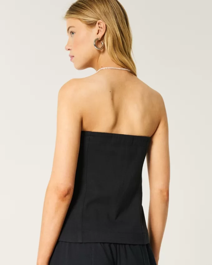 Button-Through Tube Top,Button-Through Tube Top