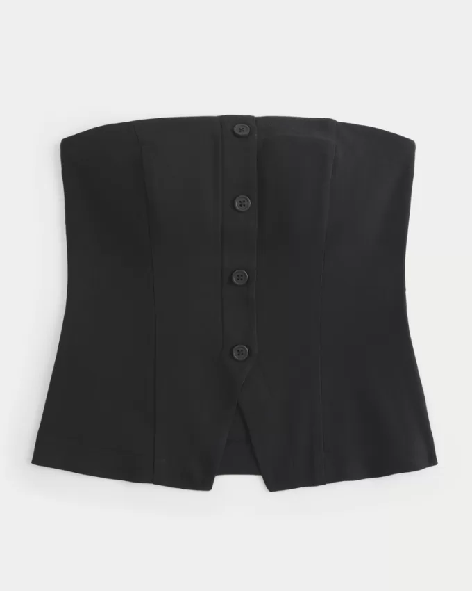 Button-Through Tube Top,Button-Through Tube Top