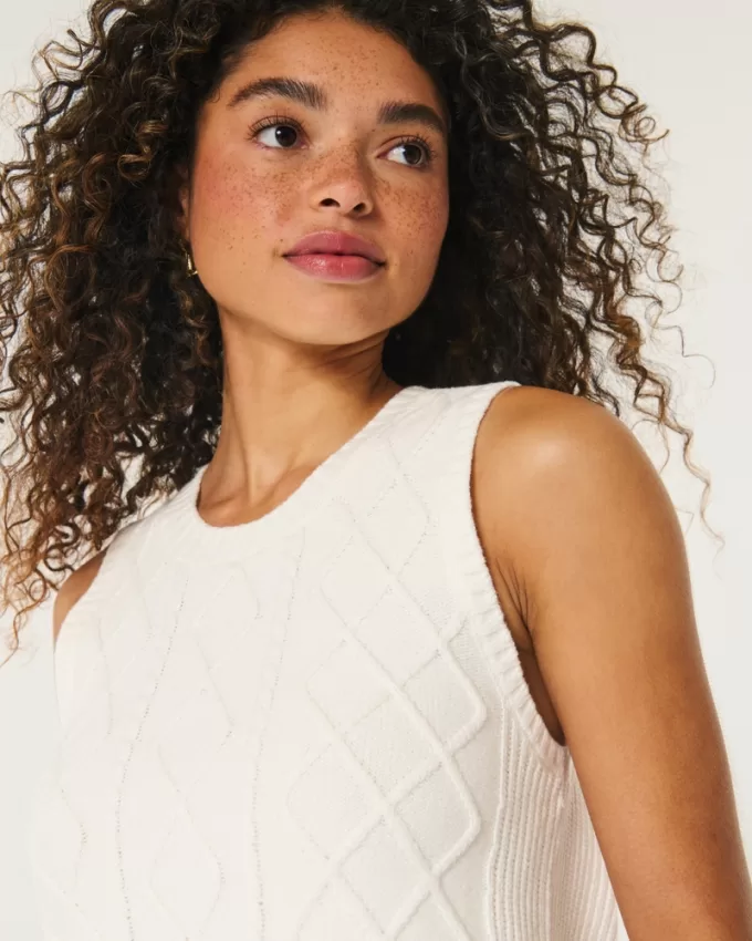 Cable-Knit Crew Sweater Vest,Cable-Knit Crew Sweater Vest