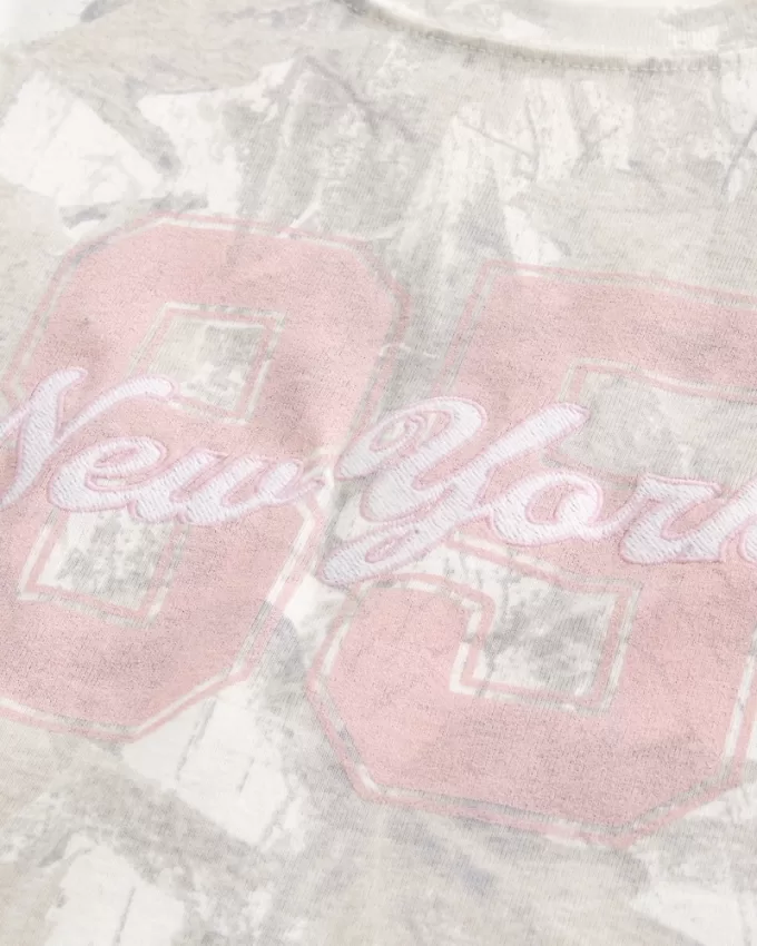 Camo New York Graphic Baby Tee,Camo New York Graphic Baby Tee