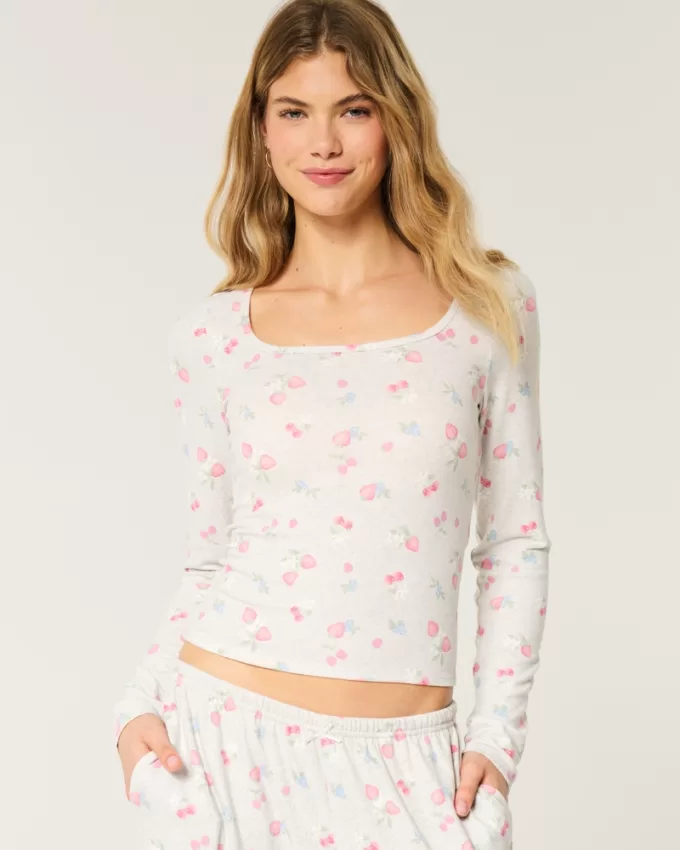 Cozy Berry Pattern Pajama Top,Cozy Berry Pattern Pajama Top