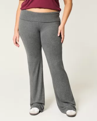 Cozy Knit Foldover Waist Flare Pants,Cozy Knit Foldover Waist Flare Pants