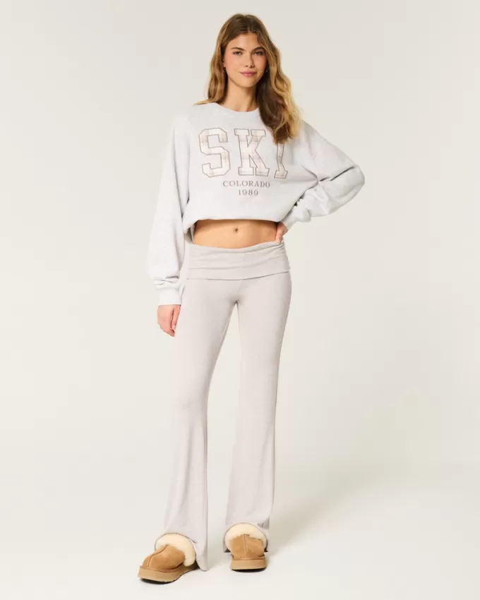 Cozy Knit Foldover Waist Sleep Pants,Cozy Knit Foldover Waist Sleep Pants