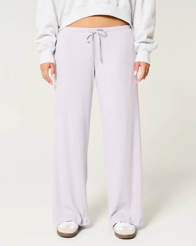 Cozy Ribbed Drawstring Baggy Pants,Cozy Ribbed Drawstring Baggy Pants