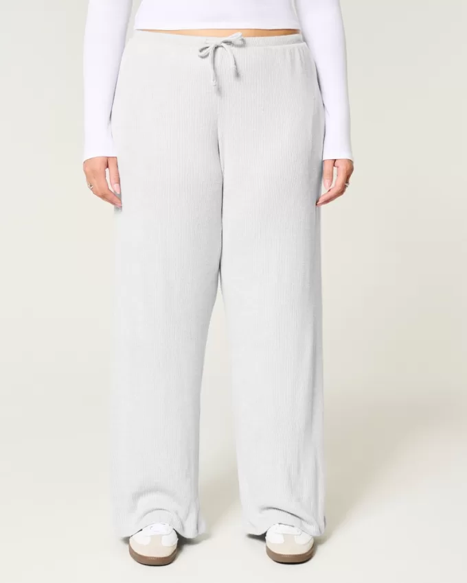 Cozy Ribbed Drawstring Baggy Pants,Cozy Ribbed Drawstring Baggy Pants