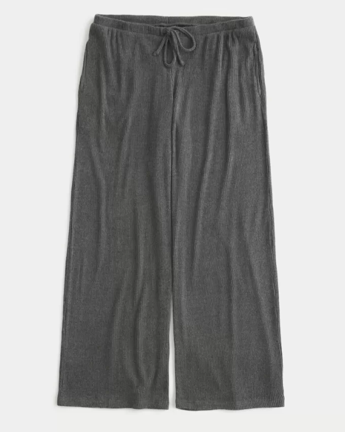 Cozy Ribbed Drawstring Baggy Pants,Cozy Ribbed Drawstring Baggy Pants