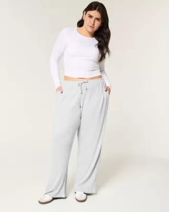 Cozy Ribbed Drawstring Baggy Pants,Cozy Ribbed Drawstring Baggy Pants