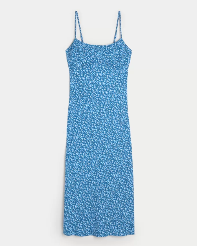 Crepe Open Back Midi Slip Dress,Crepe Open Back Midi Slip Dress