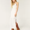 Crochet-Style Halter Midi Dress,Crochet-Style Halter Midi Dress